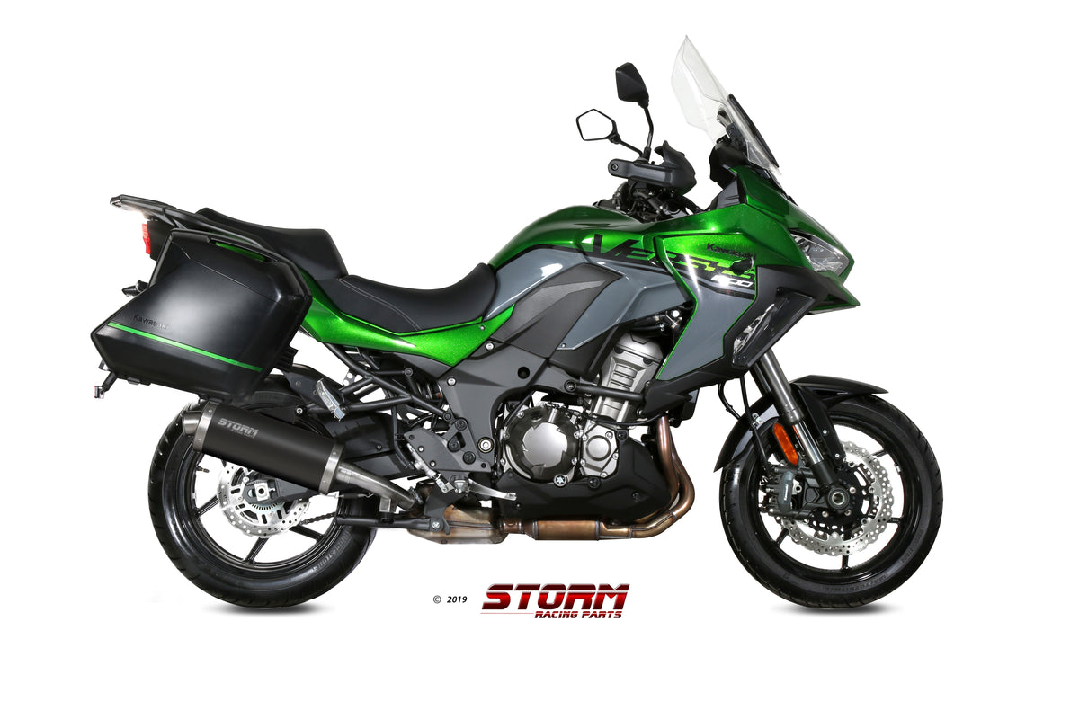 STORM OVAL Auspuff schwarz passend für KAWASAKI Versys 1000 2019-2024