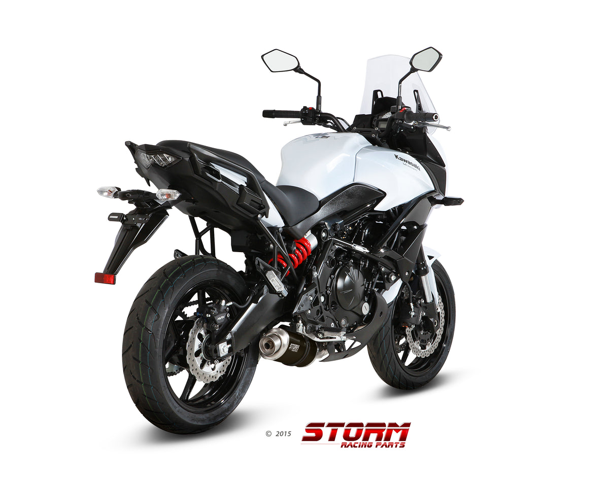 STORM OVAL Auspuff schwarz passend für Kawasaki Versys 650 2015-2022