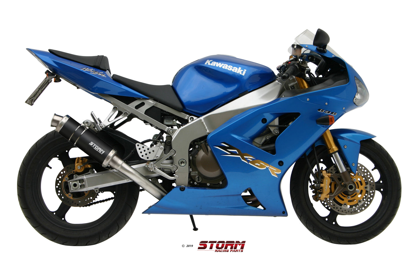 STORM GP Auspuff schwarz passend für Kawasaki ZX-6R 2003-2004