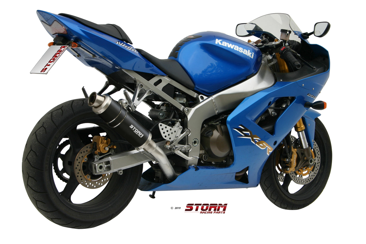 STORM GP Auspuff schwarz passend für Kawasaki ZX-6R 2003-2004