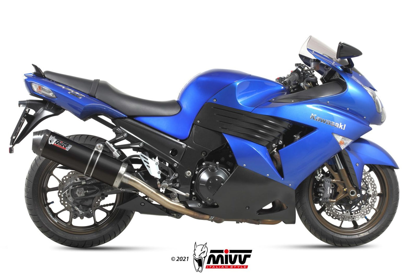 MIVV Oval Auspuff schwarz passend für KAWASAKI ZZR 1400 06-07