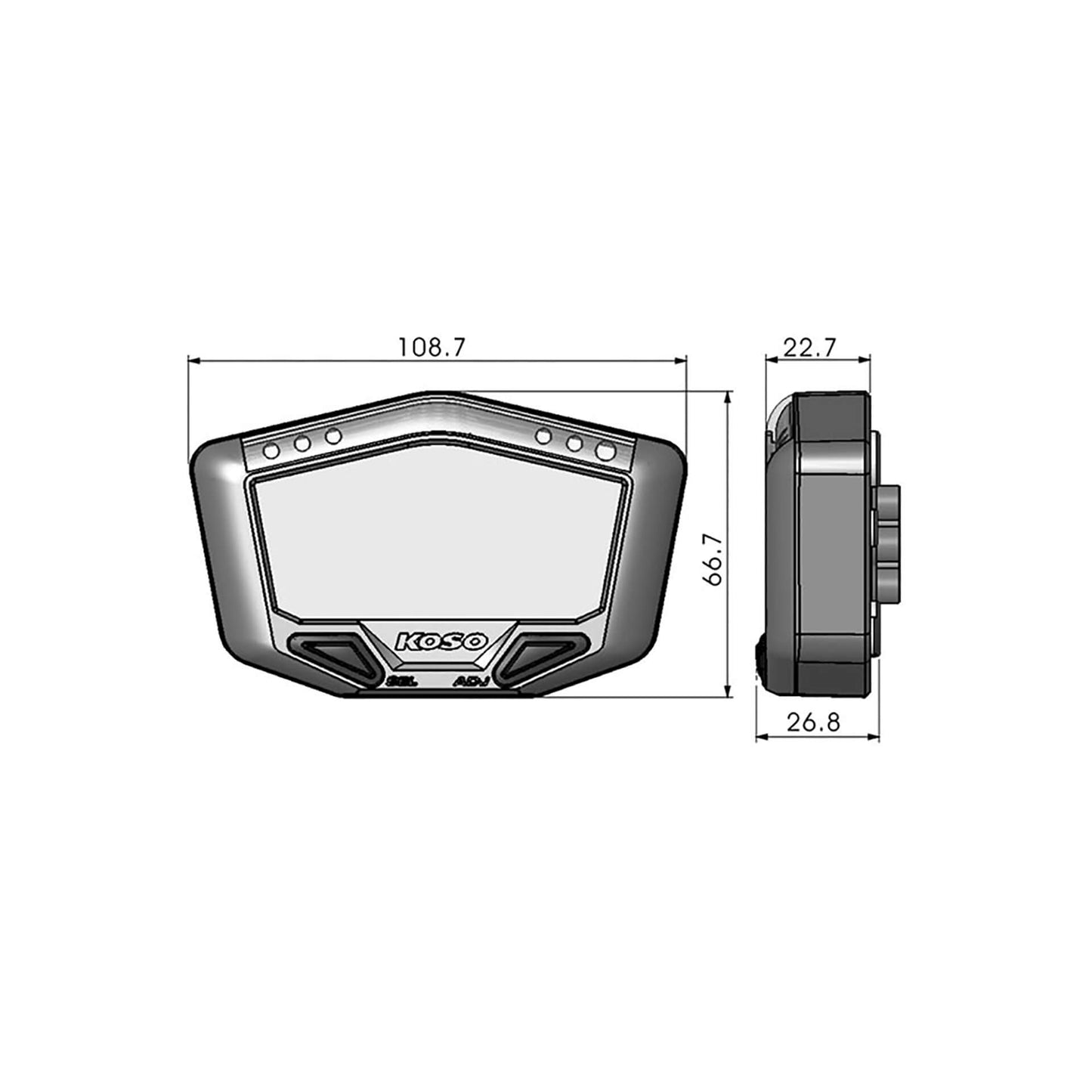 KOSO Digitales Multifunktions-Cockpit DB-02R - Kama Bike Parts