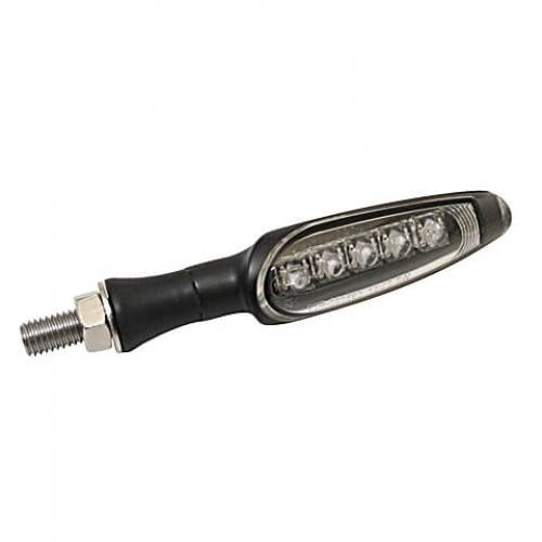 KOSO LED Blinker schwarz mattes Metallgehäuse transparentes Glas - Kama Bike Parts