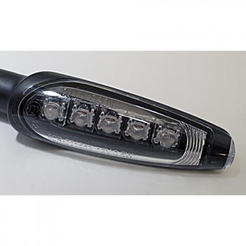 KOSO LED Blinker schwarz mattes Metallgehäuse transparentes Glas - Kama Bike Parts