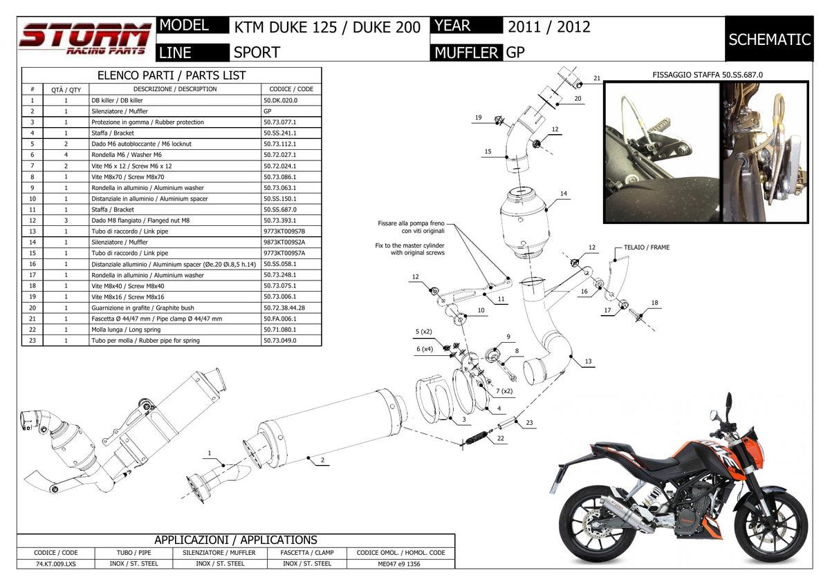 STORM GP Auspuff passend für KTM 200 DUKE 2012-2014