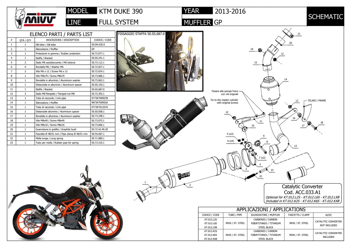 MIVV GP Auspuff schwarz passend für KTM 390 Duke 2013-2016