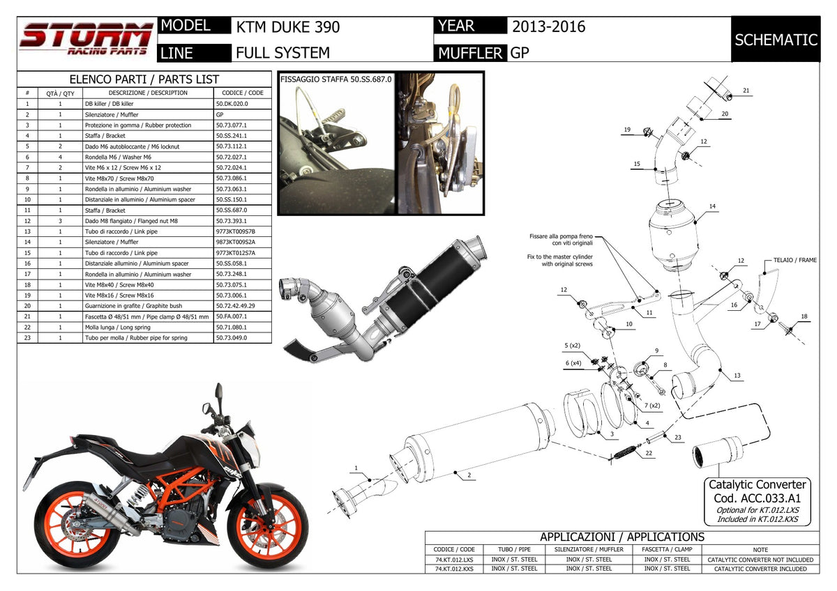 STORM GP Auspuff Komplettanlage passend für KTM 390 Duke 2013-2016