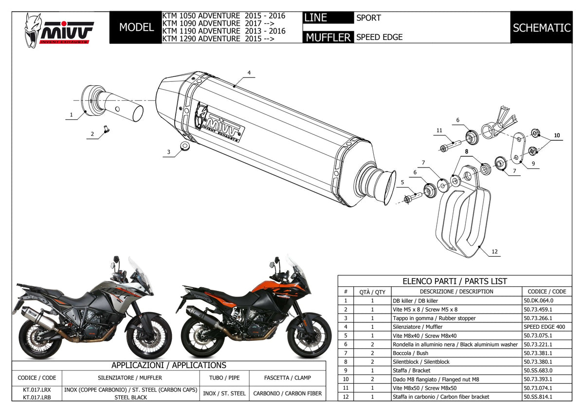 MIVV Speed Edge Auspuff schwarz passend für KTM 1050 ADVENTURE 2015-2016