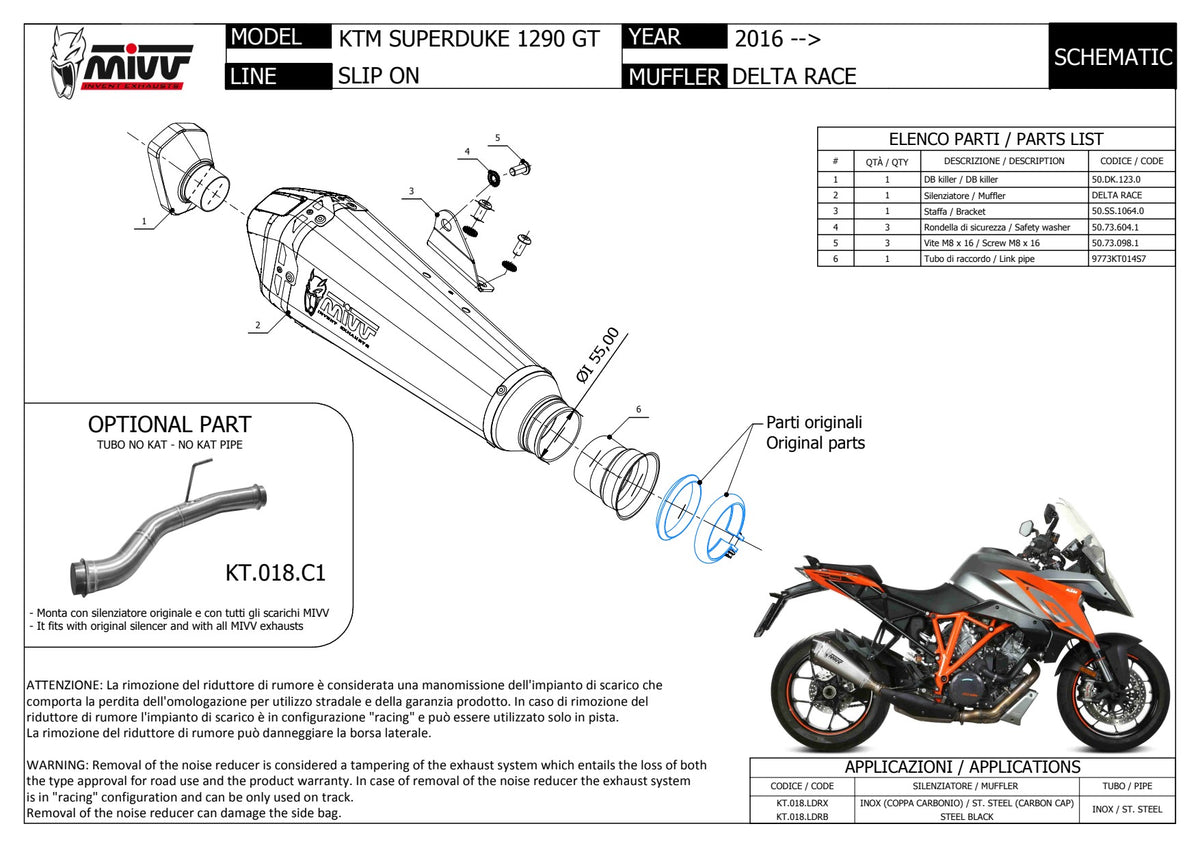 MIVV Delta Race Auspuff Edelstahl passend für KTM 1290 SUPERDUKE GT 16-24