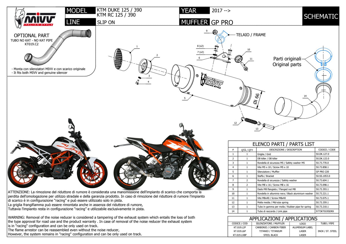 MIVV GPpro Auspuff schwarz passend für KTM 390 DUKE 2017-2020