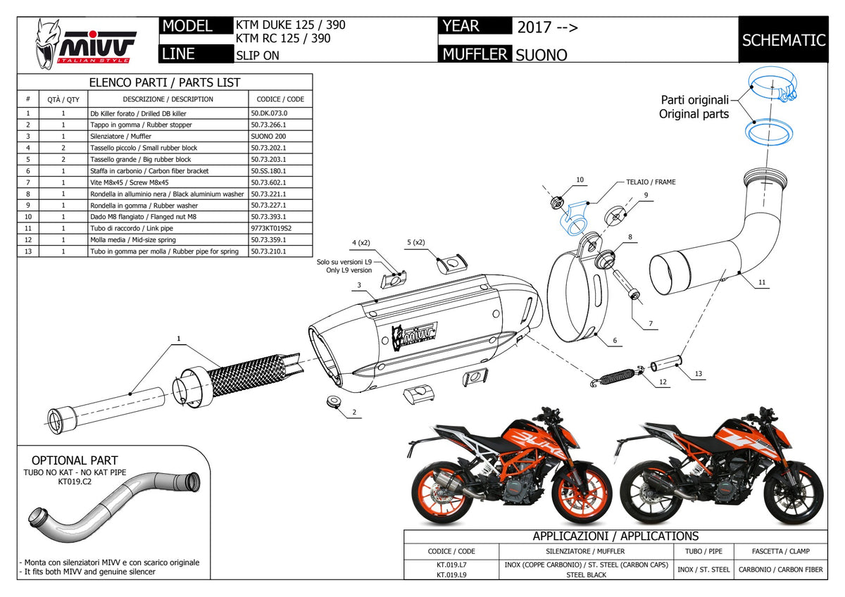 MIVV Suono Auspuff schwarz passend für KTM RC 125 2017-2020
