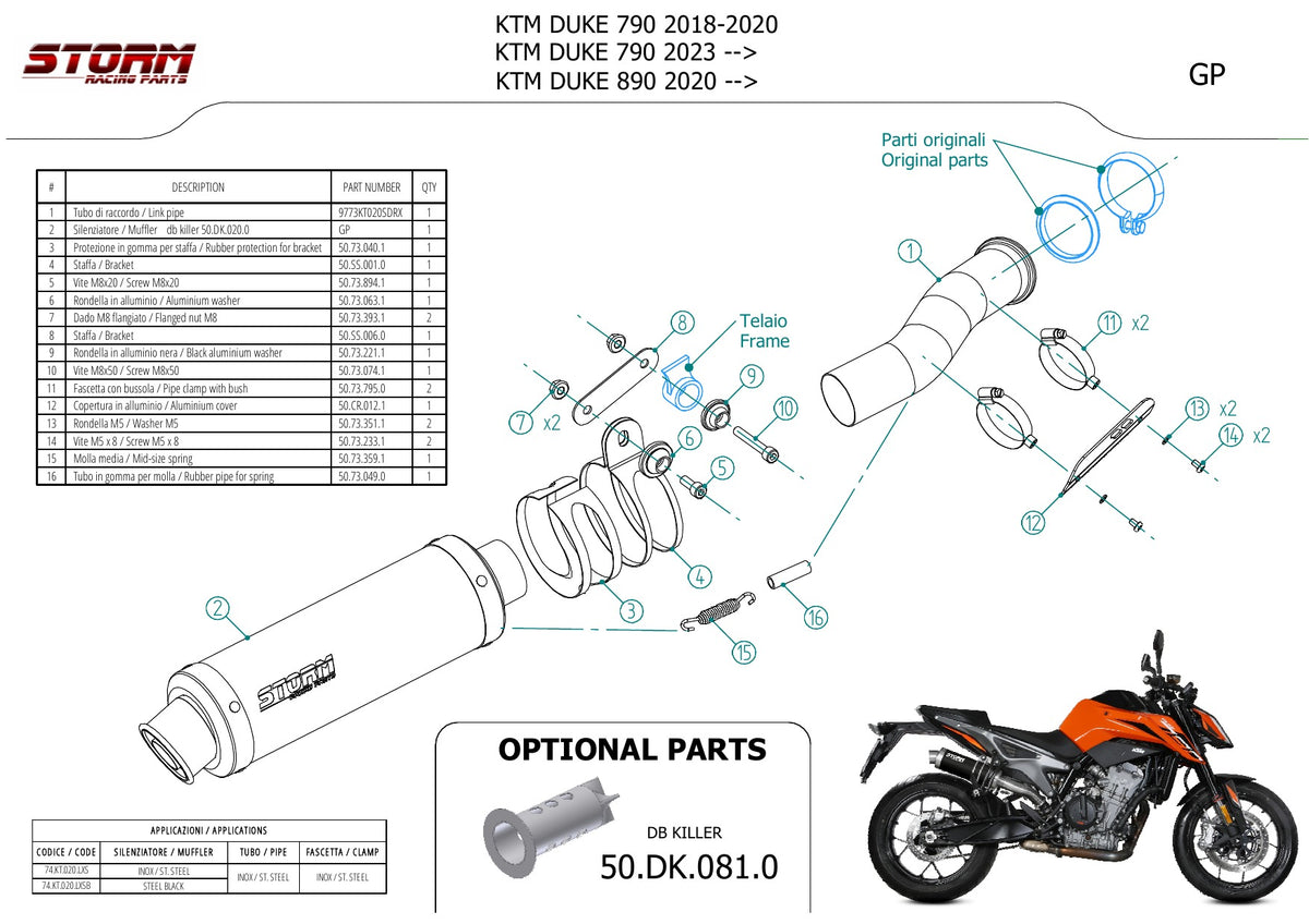STORM GP Auspuff Edelstahl passend für KTM 890 DUKE 2020-2024