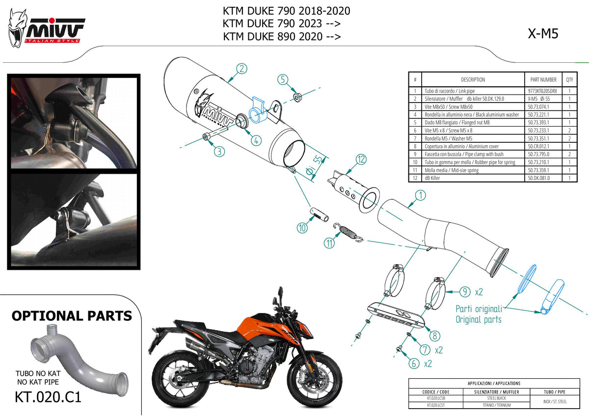 MIVV X-M5 Auspuff schwarz passend für KTM 890 DUKE 2020-2024