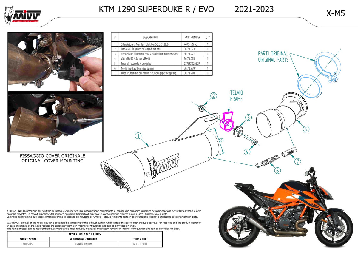 MIVV XM5 Auspuff Titan passend für KTM 1290 Superduke R 2020-2023