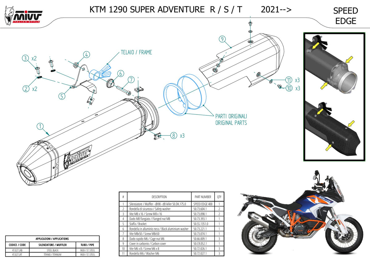 MIVV Speed Edge Auspuff Ti passend für KTM 1290 SUPER ADVENTURE /R/S/T 2021-2024