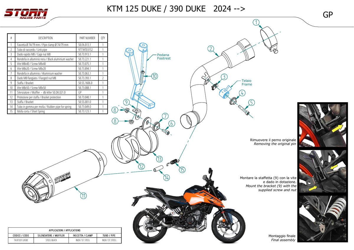 STORM GP-C Auspuff schwarz passend für KTM 390 DUKE 2024-2026