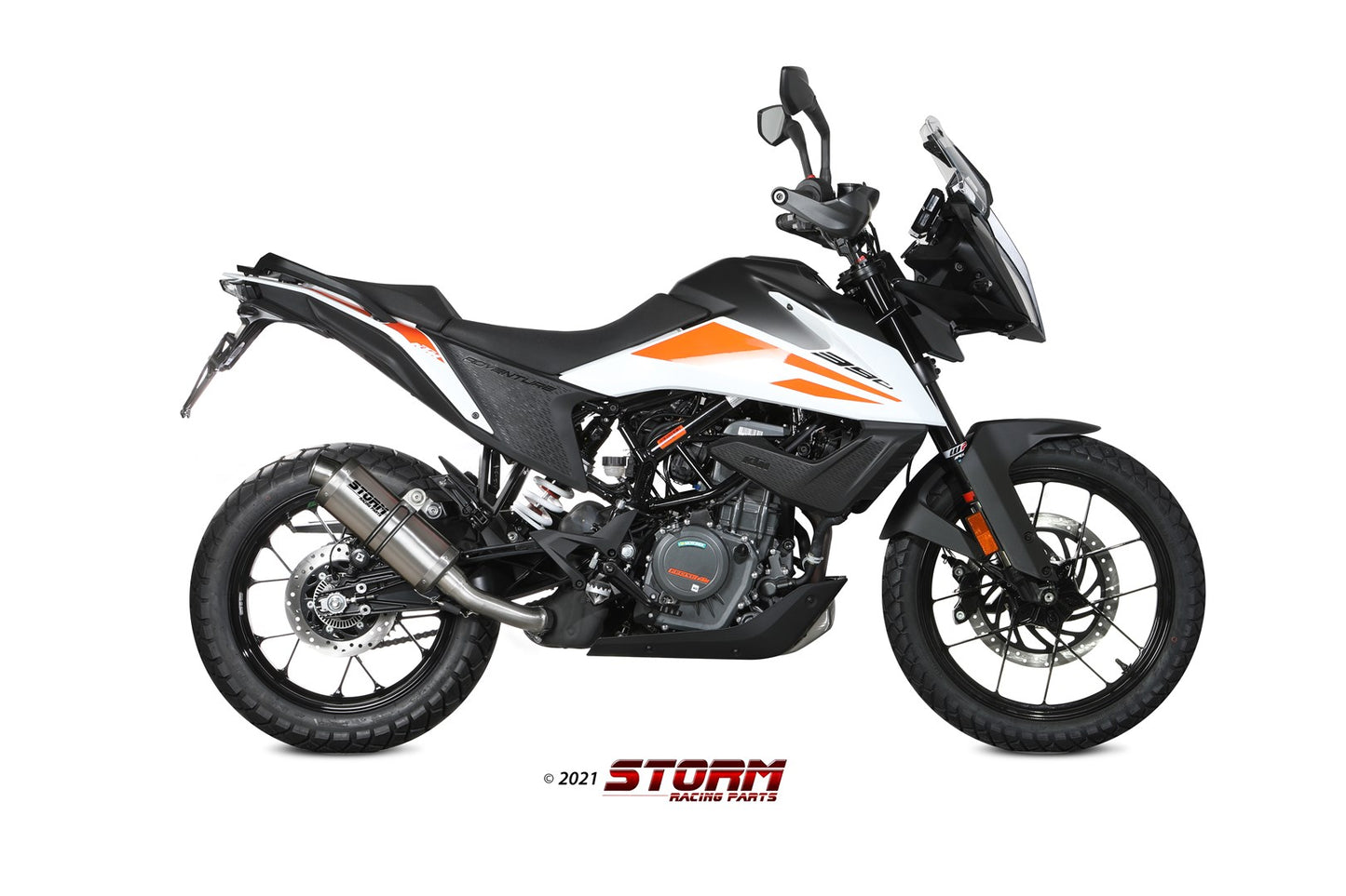 STORM Oval Auspuff Edelstahl passend für KTM 390 ADVENTURE 2020-2024