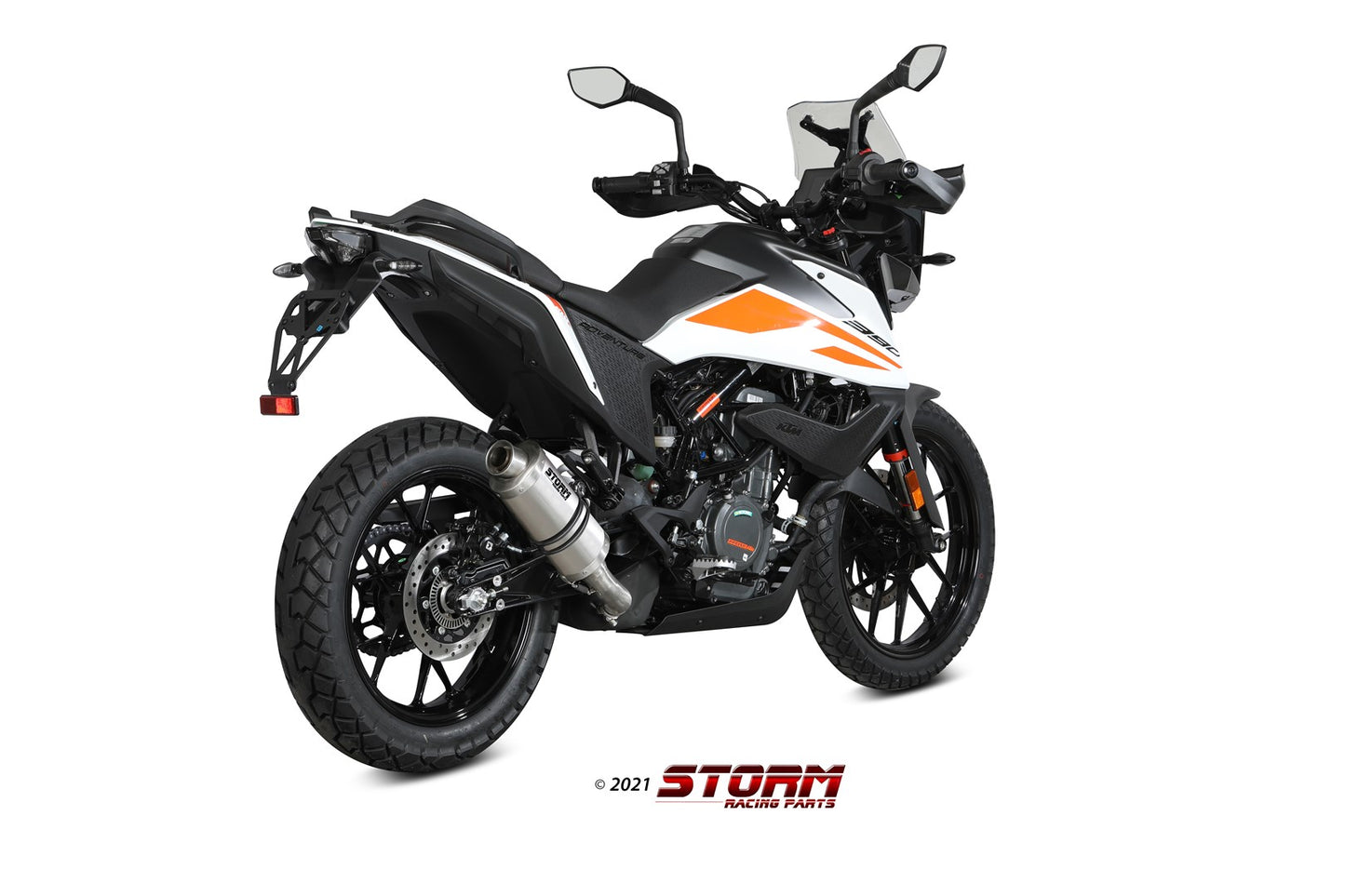STORM Oval Auspuff Edelstahl passend für KTM 390 ADVENTURE 2020-2024