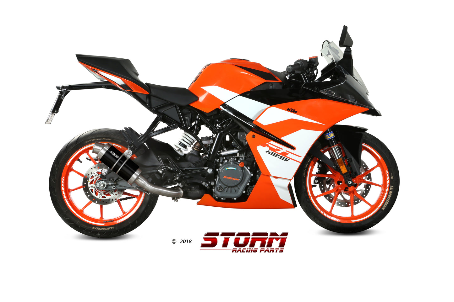 STORM GP Auspuff schwarz passend für KTM Duke 125 2017-2021