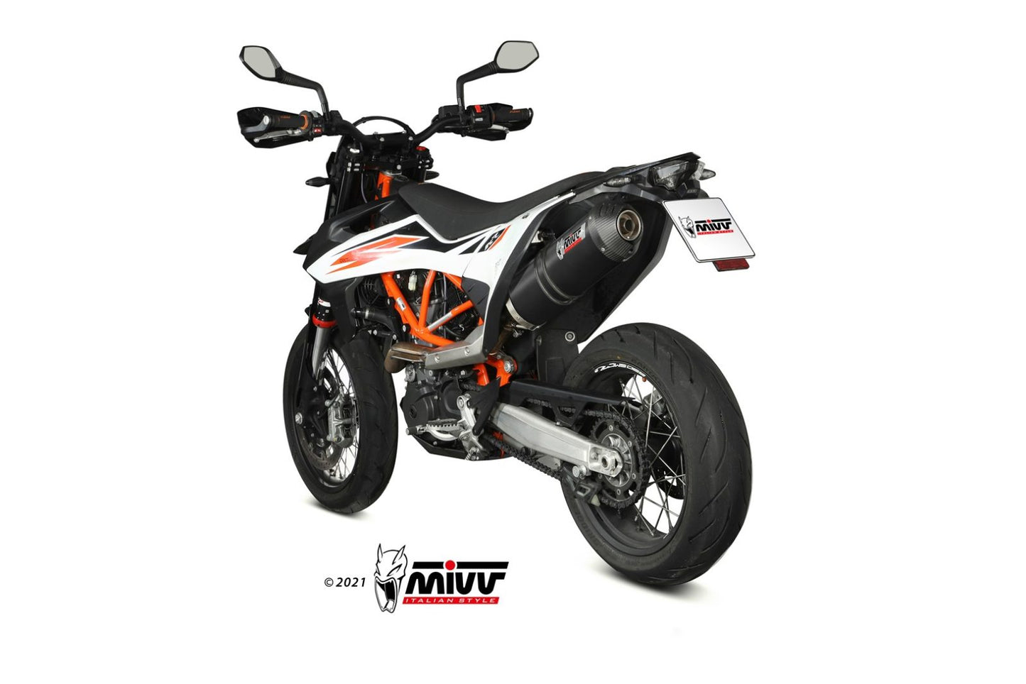 MIVV Oval Auspuff Edelstahl Schwarz passend für KTM 690 SMC R 2019-2024