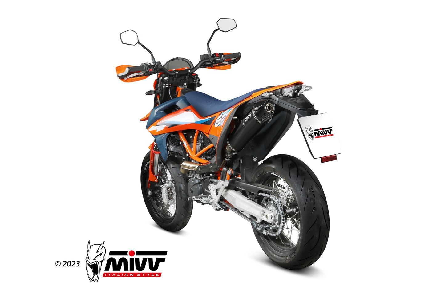 MIVV STR1 Auspuff Edelstahl schwarz passend für KTM 690 SMC R 2021-2024