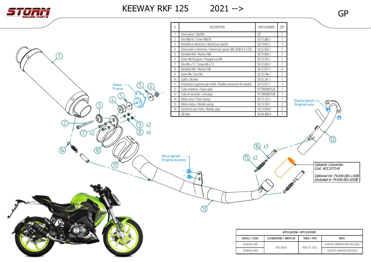 STORM GP Auspuff Komplettanlage schwarz passend für KEEWAY RKF 125 2021-2024