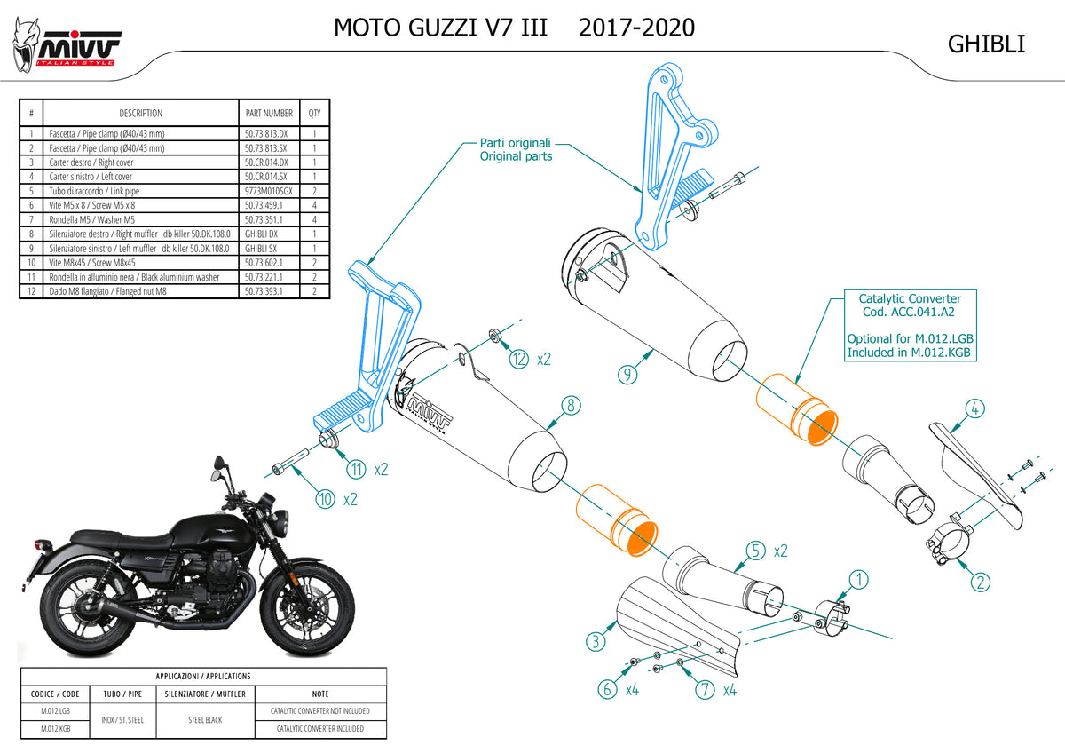 MIVV Ghibli Auspuff schwarz inkl. Kat passend für Moto Guzzi V7 III 2017-2020