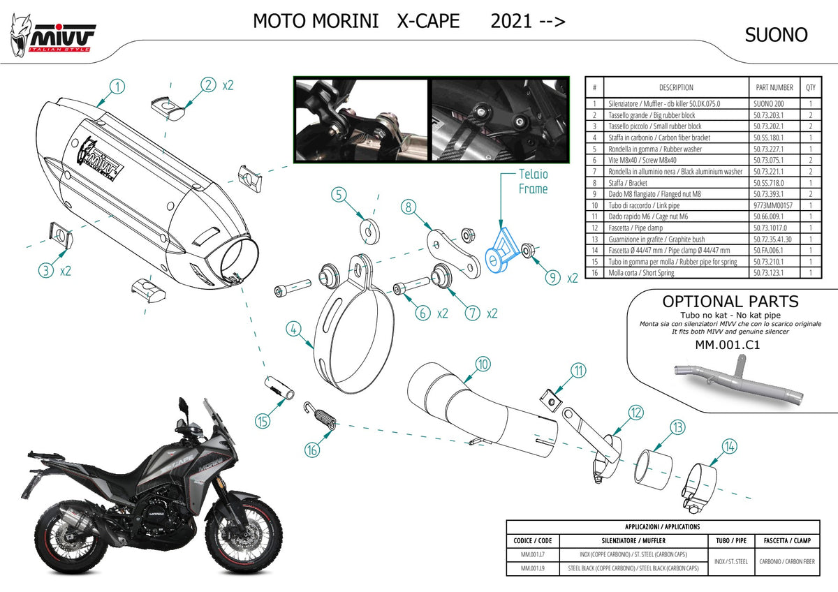 MIVV SUONO Auspuff schwarz passend für MOTO MORINI X-CAPE 2021-2024