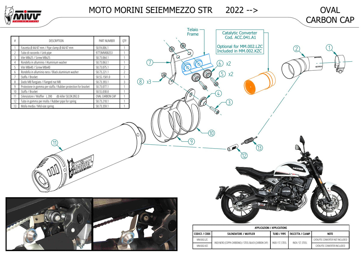 MIVV Oval Auspuff Schwarz passend für MOTO MORINI SEIEMMEZZO STR 2022-2024