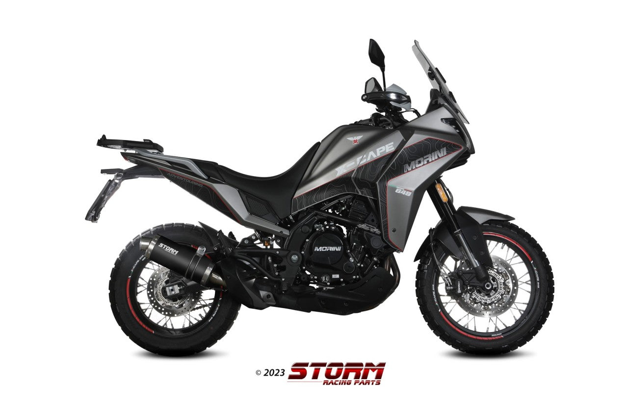 STORM Oval Auspuff Edelstahl passend für MOTO MORINI X-CAPE 2021-2023