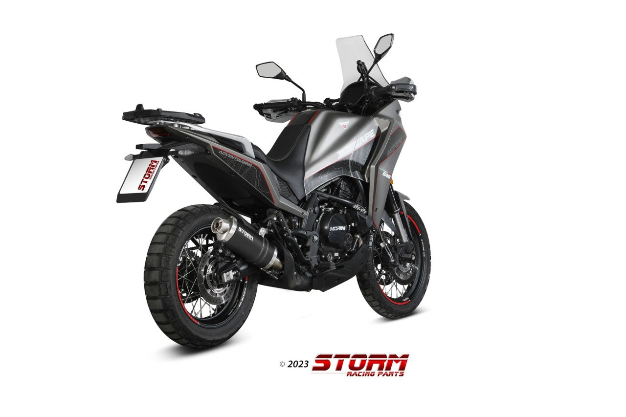 STORM Oval Auspuff Edelstahl passend für MOTO MORINI X-CAPE 2021-2023