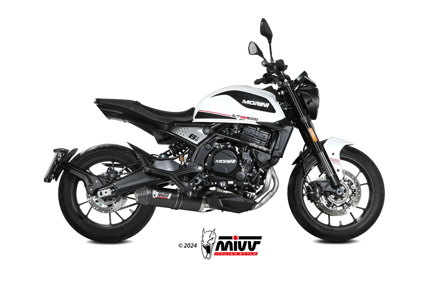 MIVV Oval Auspuff Schwarz passend für MOTO MORINI SEIEMMEZZO STR 2022-2024