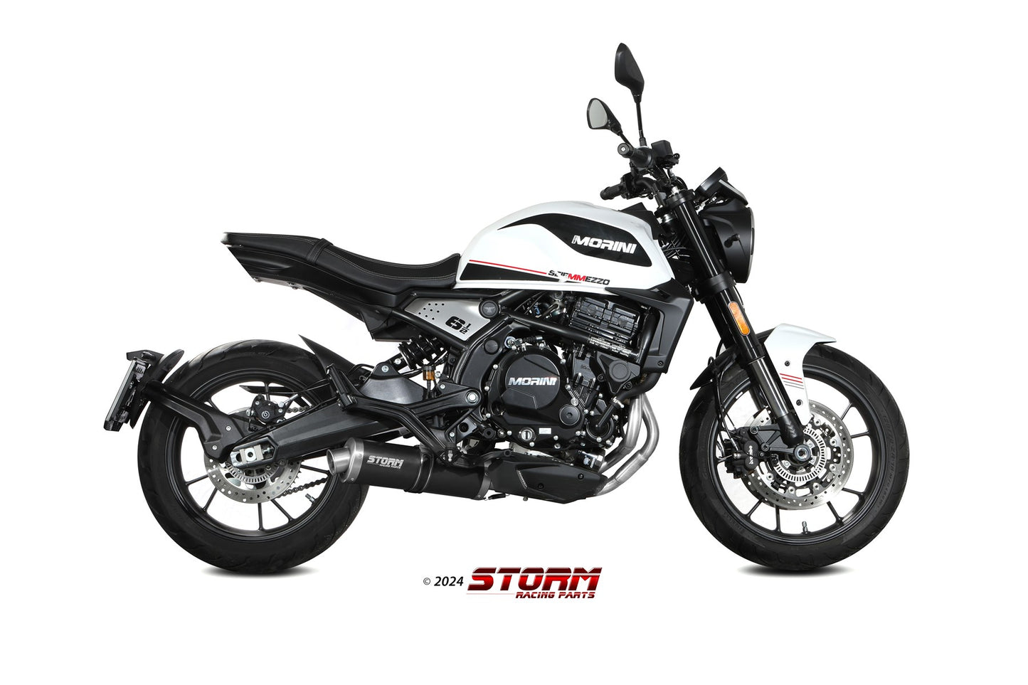 STORM Oval Auspuff Schwarz passend für MOTO MORINI SEIEMMEZZO STR 2022-2024