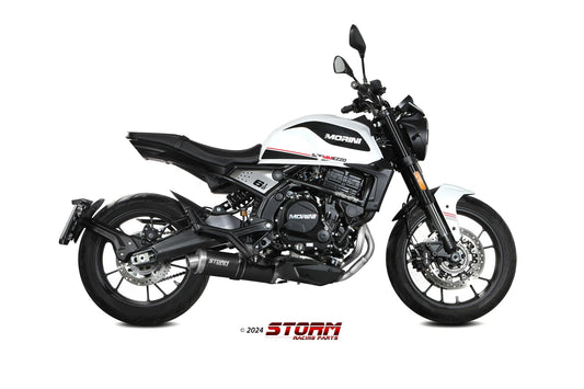 STORM Oval Auspuff Schwarz passend für MOTO MORINI SEIEMMEZZO STR 2022-2024