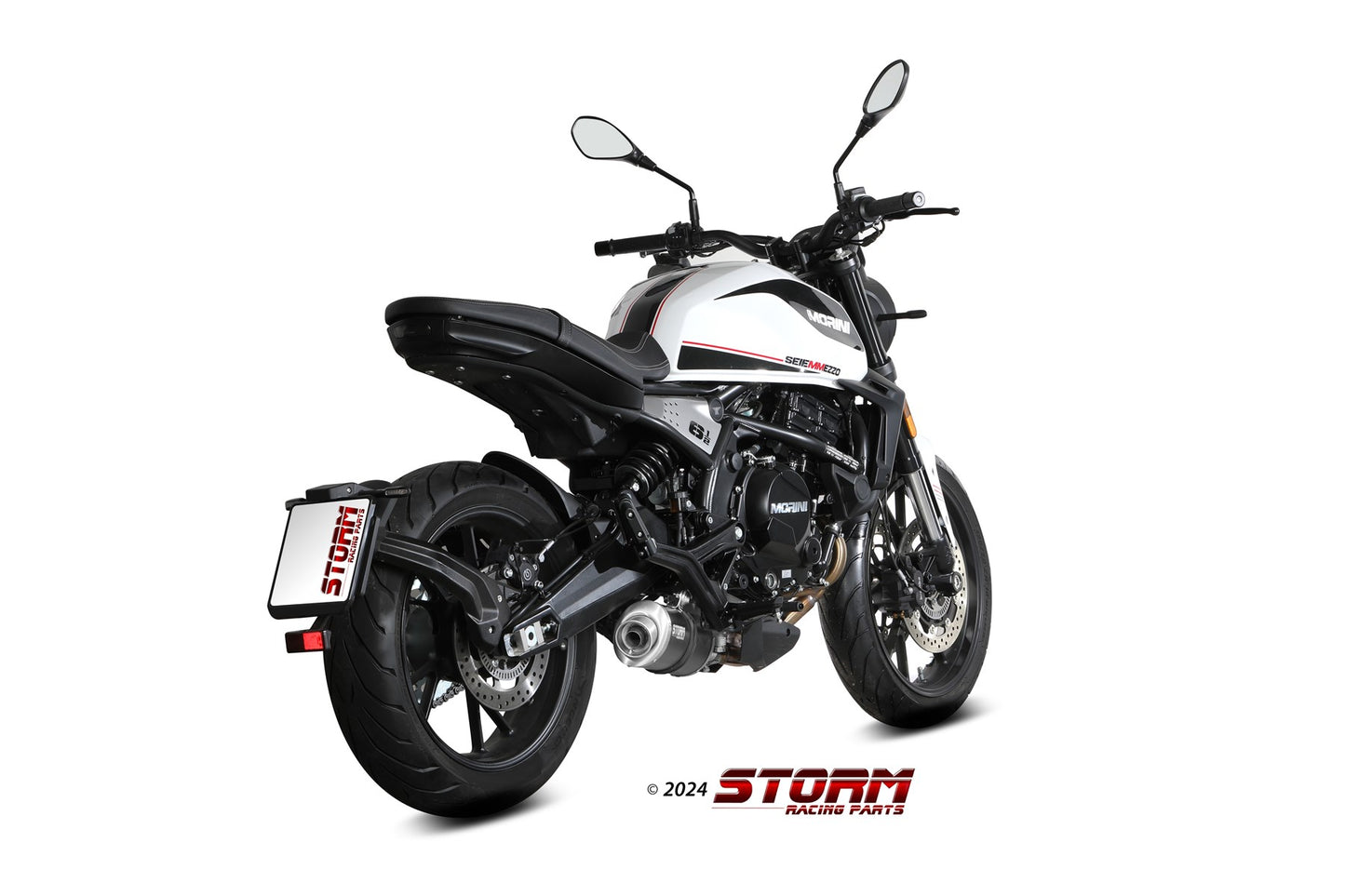 STORM Oval Auspuff Schwarz passend für MOTO MORINI SEIEMMEZZO STR 2022-2024