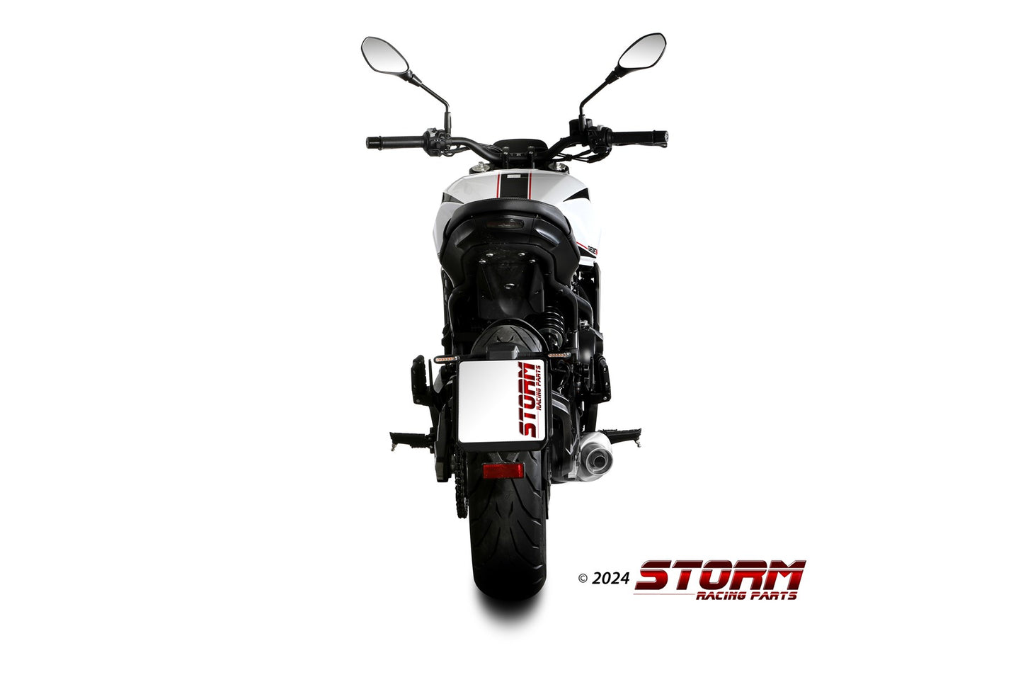 STORM Oval Auspuff Schwarz passend für MOTO MORINI SEIEMMEZZO STR 2022-2024