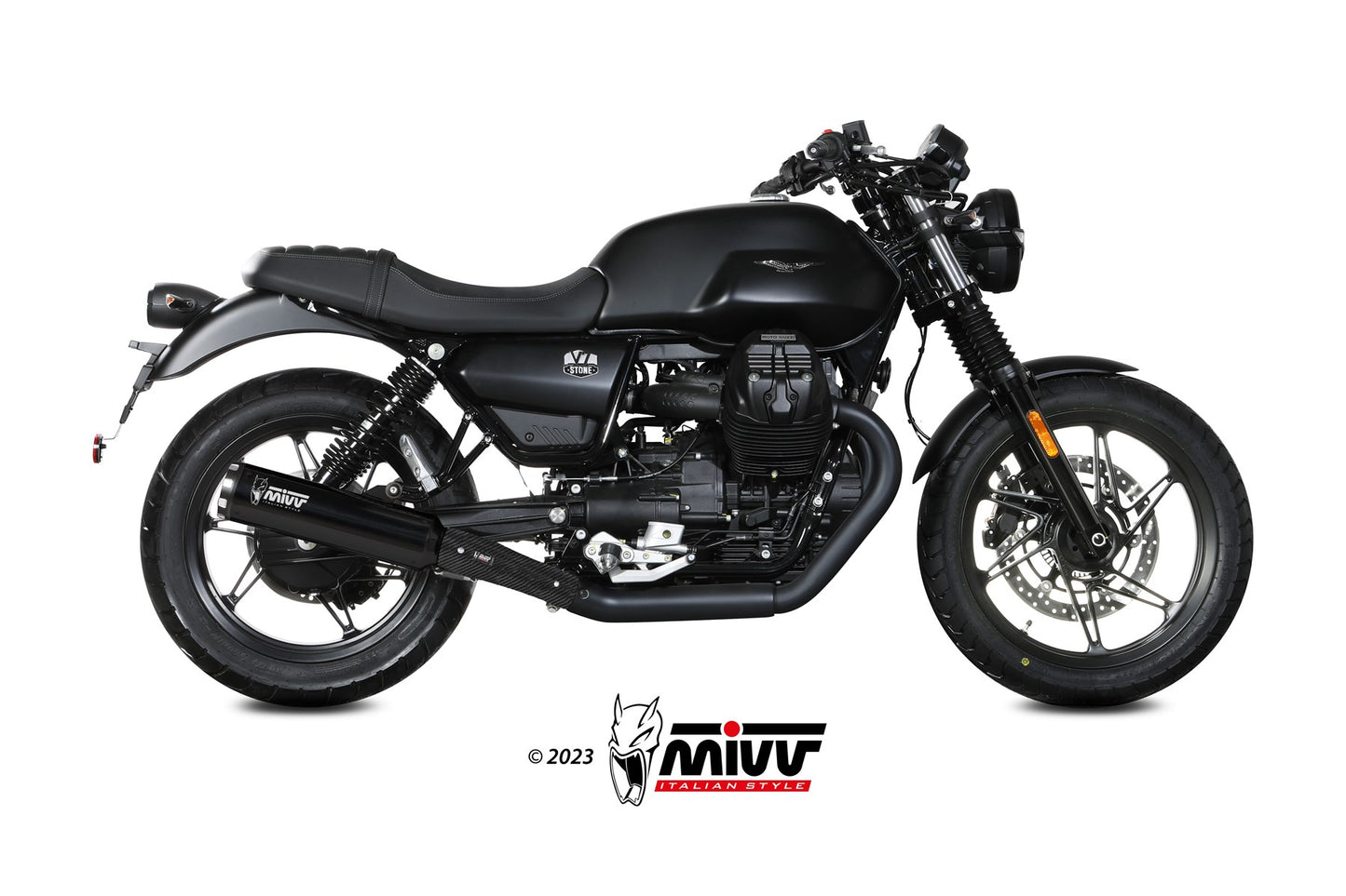 MIVV HR-1 Auspuff schwarz passend für MOTO GUZZI V7 STONE 2021-2024