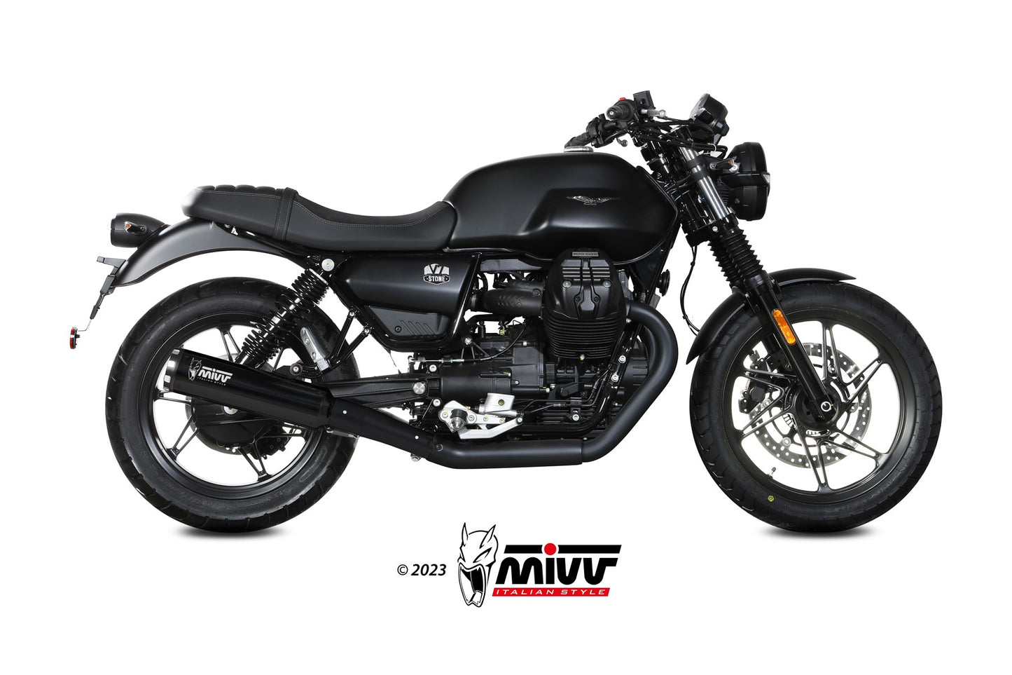 MIVV HR-1 Auspuff schwarz passend für MOTO GUZZI V7 STONE 2021-2024