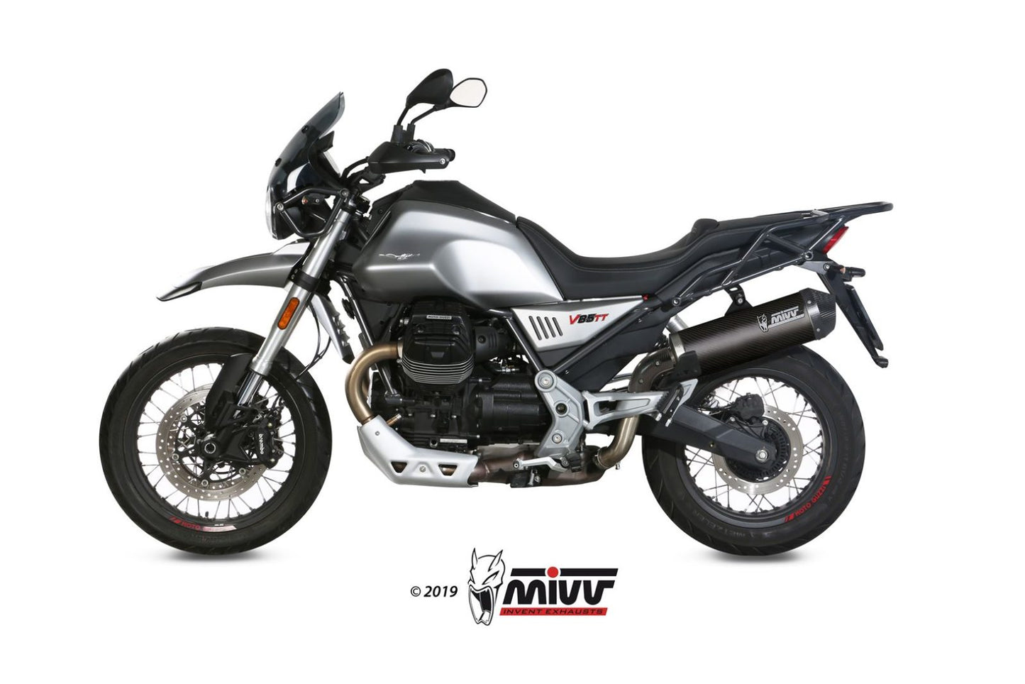 MIVV Oval Auspuff Carbon passend für MOTO GUZZI V85 TT 2019-2024