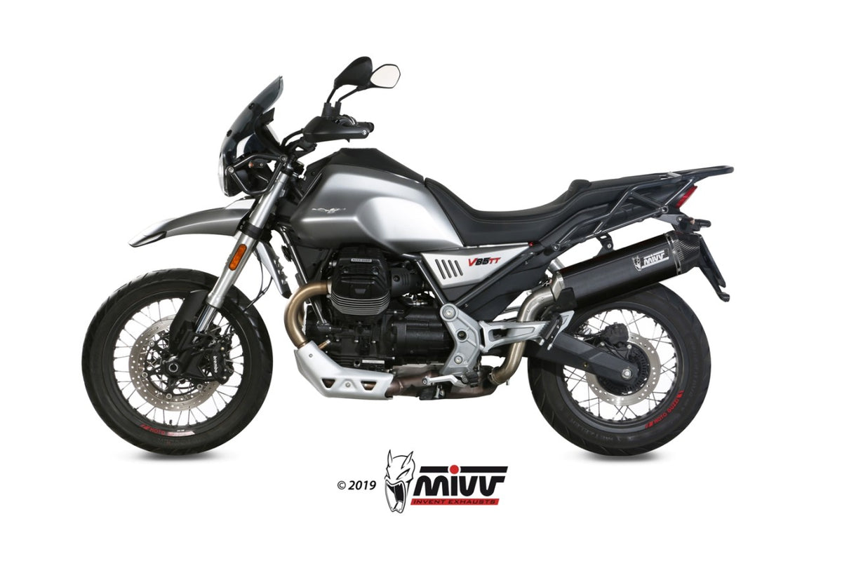 MIVV Speed Edge Auspuff schwarz passend für MOTO GUZZI V85 TT 2019-2024