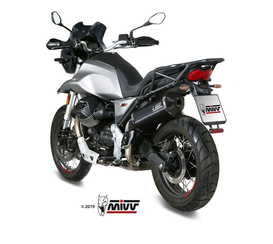 MIVV Speed Edge Auspuff schwarz passend für MOTO GUZZI V85 TT 2019-2024