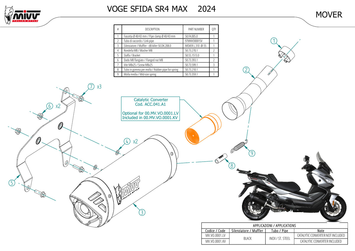 MIVV MOVER Auspuff schwarz passend für VOGE SFIDA SR4 MAX 2024