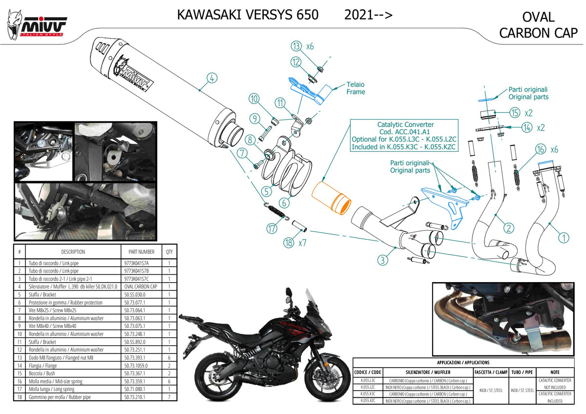 MIVV Oval Auspuff schwarz passend für KAWASAKI VERSYS 650 2021-2023