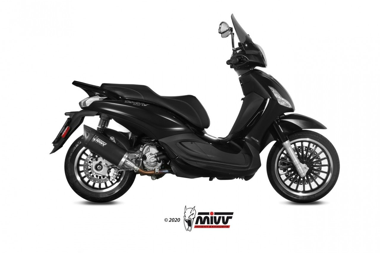 MIVV MOVER Auspuff Edesltahl schwarz passend für PIAGGIO BEVERLY 300 2010-2020