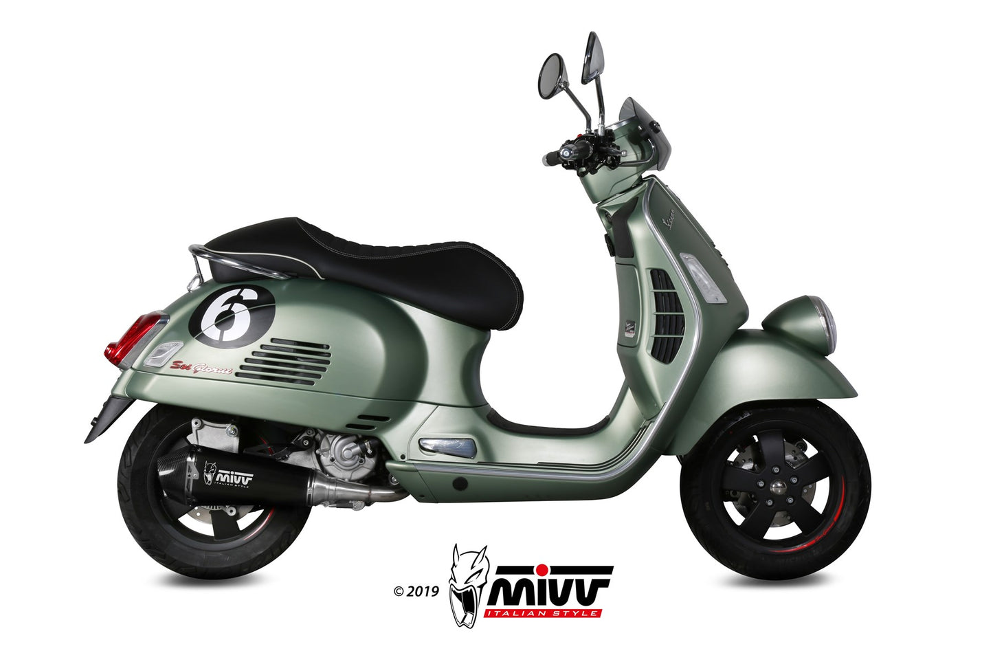MIVV DELTA RACE Auspuff schwarz passend für Piaggio Vespa GTS 300 2008-2020