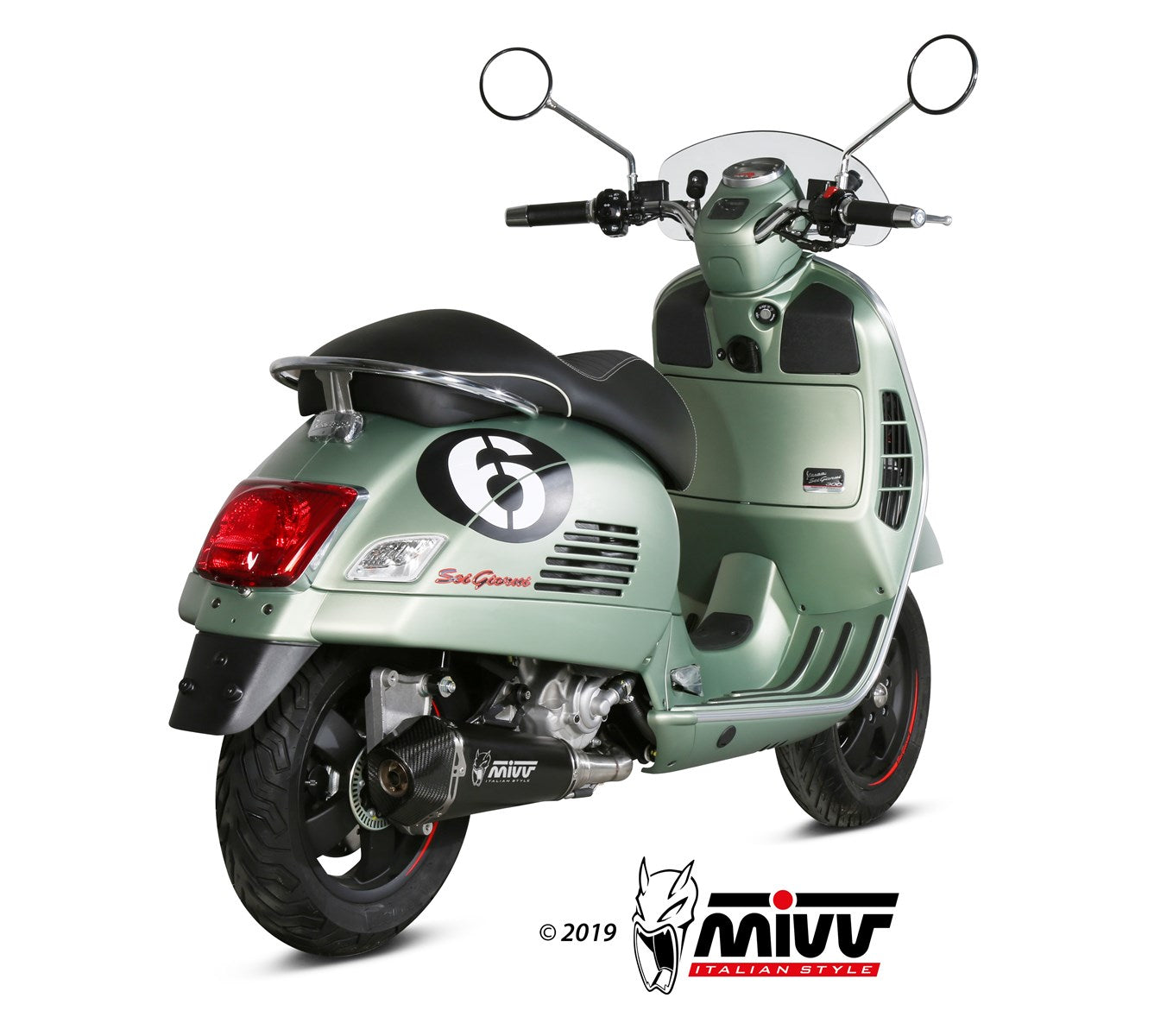 MIVV DELTA RACE Auspuff schwarz passend für Piaggio Vespa GTS 300 2008-2020