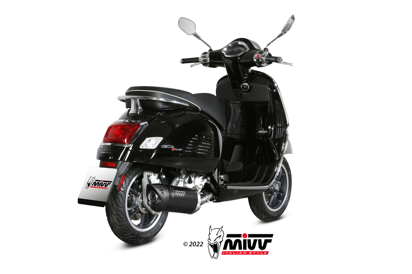 MIVV MOVER Auspuff Edelstahl schwarz passend für PIAGGIO VESPA GTV 300 2023-2024