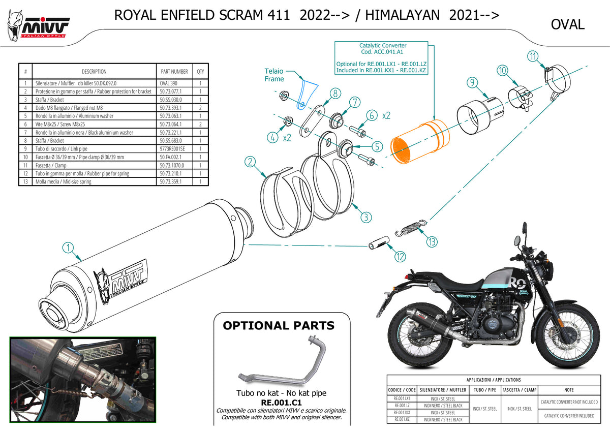 MIVV Oval Auspuff passend für ROYAL ENFIELD SCRAM 411 2022-2024