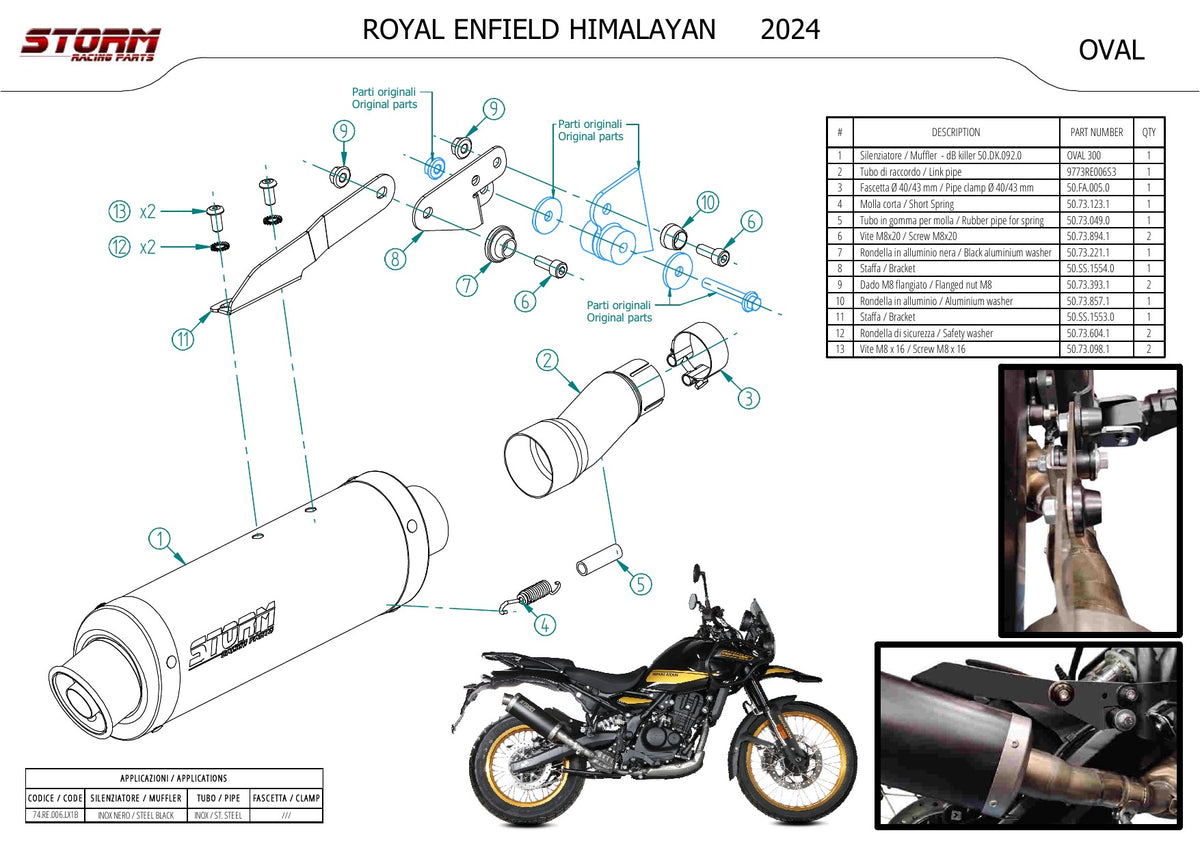 STORM Oval Auspuff Schwarz passend für ROYAL ENFIELD HIMALAYAN 2024-2024