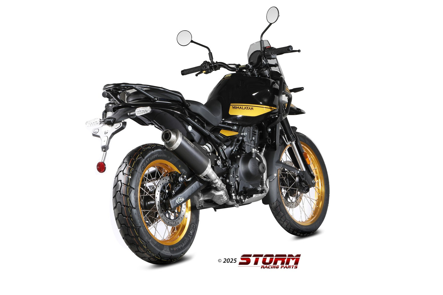 STORM Oval Auspuff Schwarz passend für ROYAL ENFIELD HIMALAYAN 2024-2024